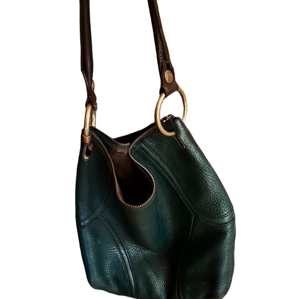 Kenneth Cole vintage Hunter Green leather Hobo Bag.